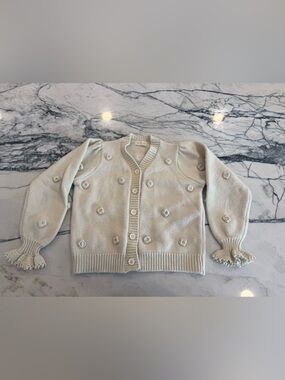 Rylee + Cru Cream Knit Rosette Button-Front Cardigan